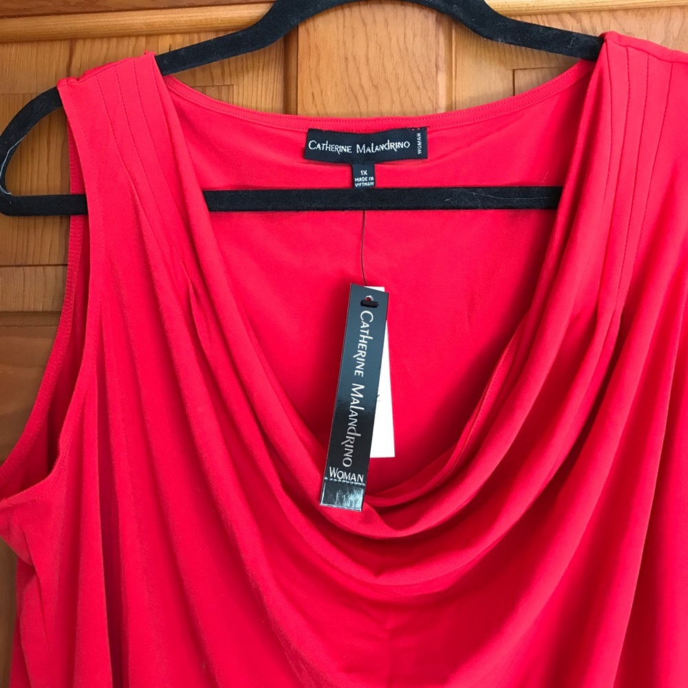 NWT Catherine Malandrino Red Draped Sleeveless Tank Top